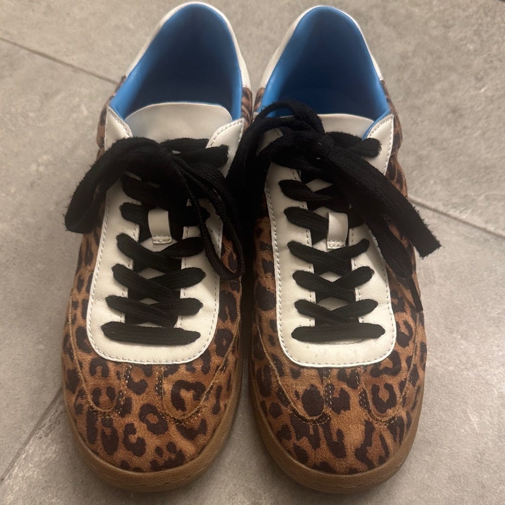 Steve Madden Leopard Print Sneakers with Blue Lining - Picture 3 of 5